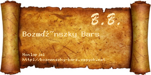 Bozmánszky Bars névjegykártya